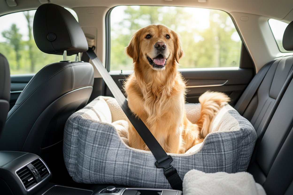 SecureNest Car Bed with Dog